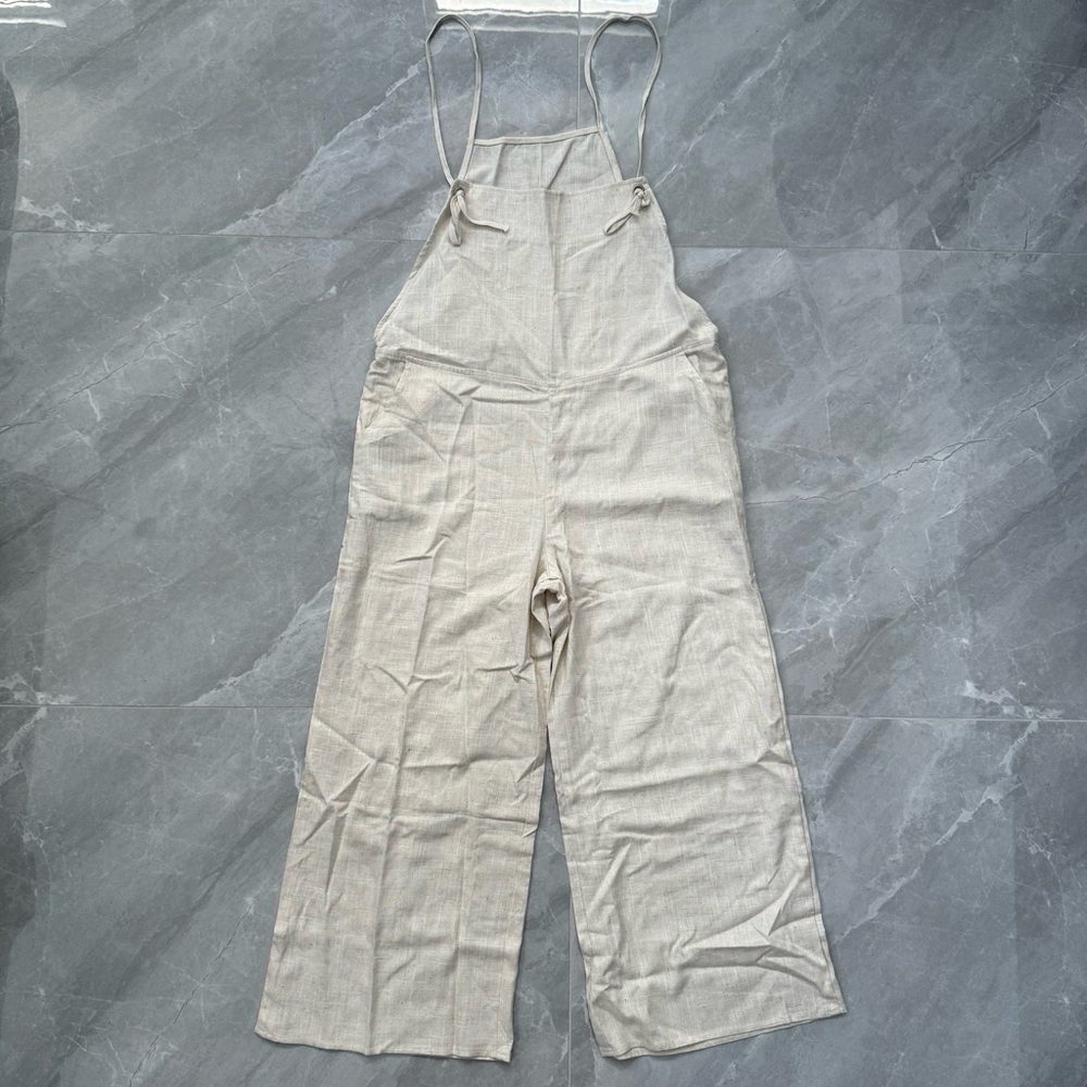 Women’s HYFVE Linen Blend Spaghetti Strap Sleeveless Jumpsuit Pants Size Small - Picture 1 of 15